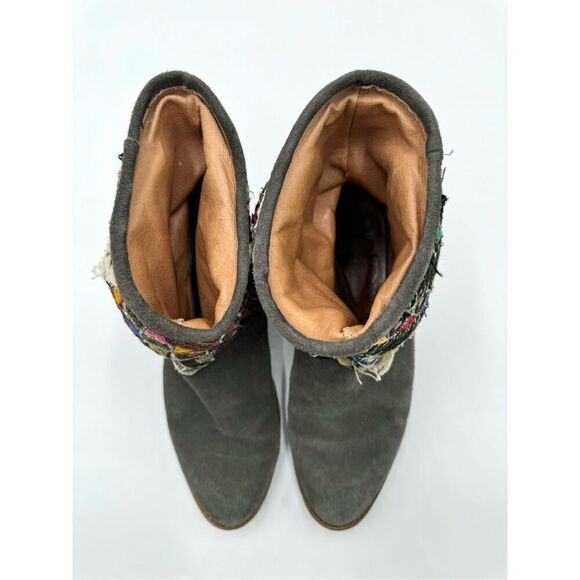 Anthropologie Howsty Slouchy Ankle Booties, Grey Suede Boho Made In Spain - Picture 4 of 11
